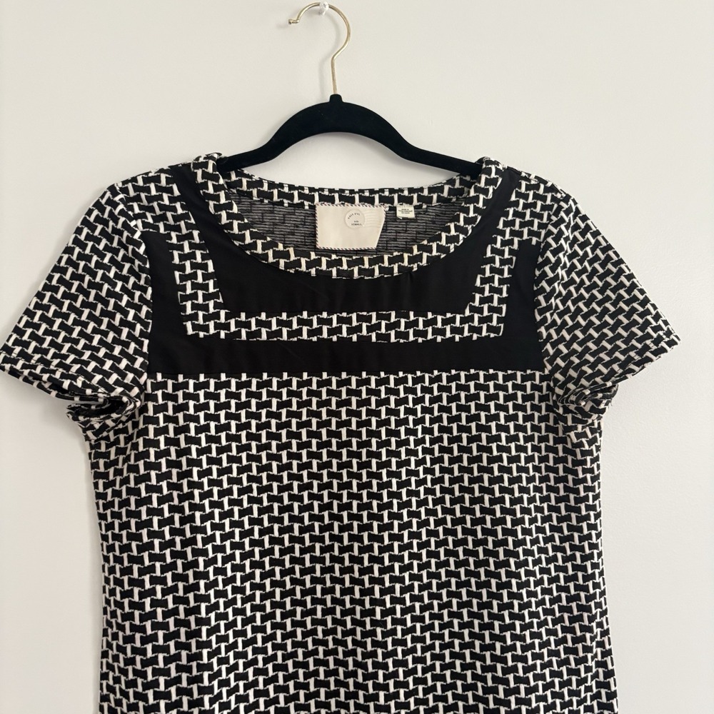 ANTHROPOLOGIE Postage Stamp 9-H15 Black White Dress/Tunic -Women's Xs - Picture 3 of 6